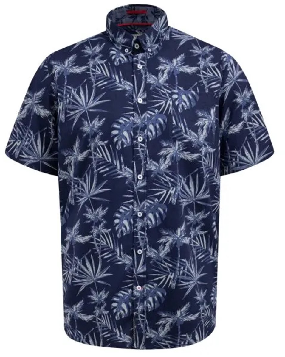 D555 Truro Navy Hawaiian Overhemd blauw Printed Big Men Size 3XL