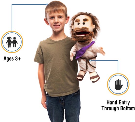 Bijbelse handpop Jezus - Sillypuppets 35cm - Bijbelverhalen - christelijke cadeaus - Doop - Communie - Zondagschool