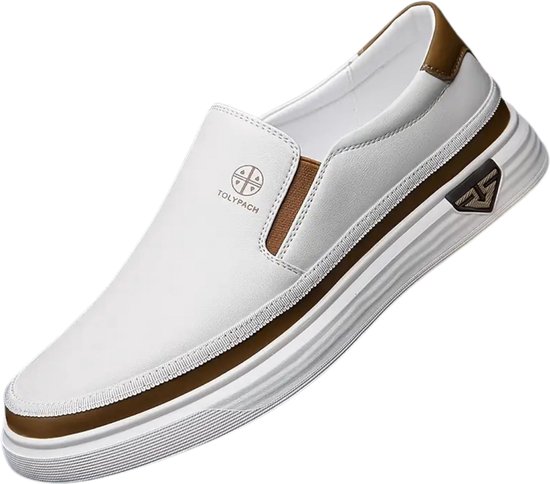 Mocassins Nivard pour homme - À talon - Chaussures homme - Chaussures à enfiler-on - Wit - Pointure 43