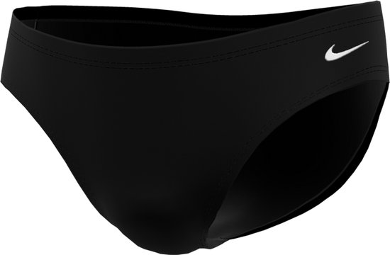 Zwarte Nike zwemslip, voorkant met wit Nike logo op de heup.
