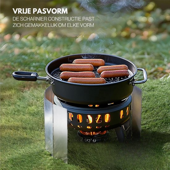 Réchaud - Camping - Type 1 - Pliable - Acier Inoxydable - Pare-brise