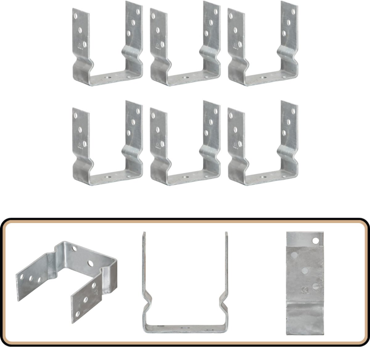 vidaXL - Grondankers - 6 - st - 12x6x15 - cm - gegalvaniseerd - staal - zilverkleurig