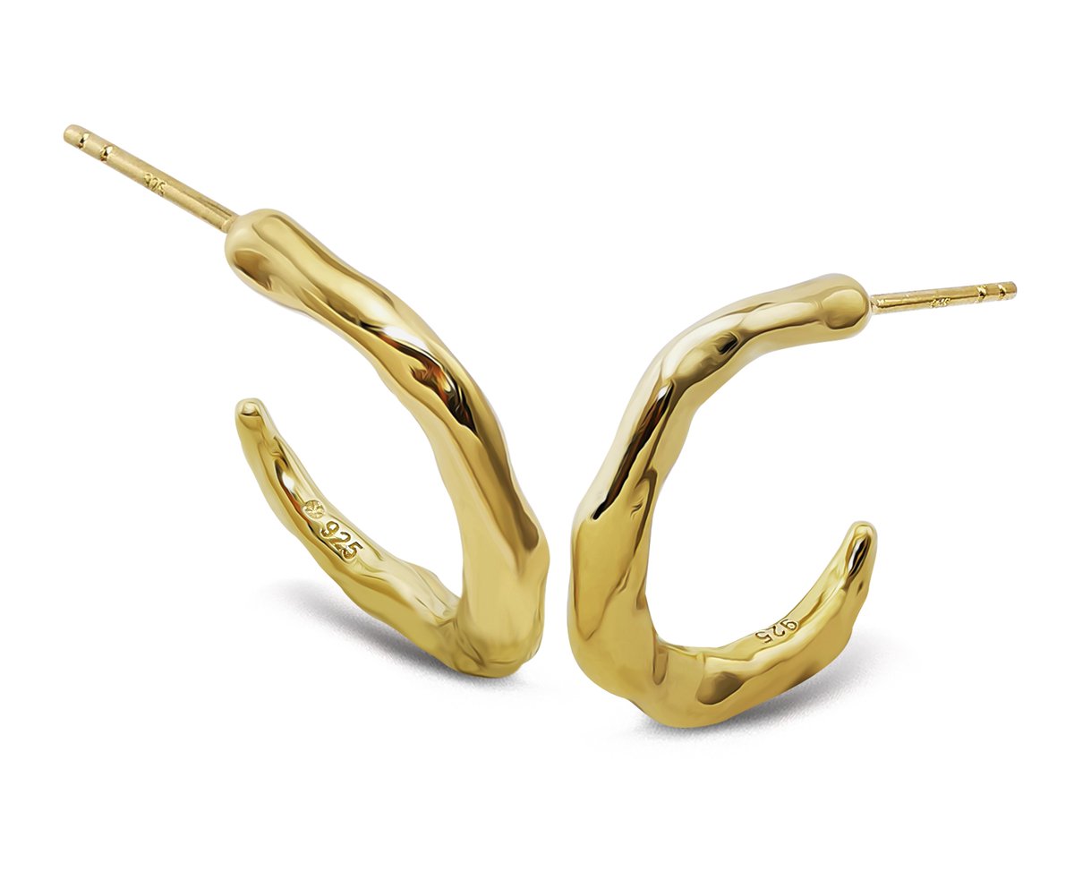 Jwls4u Earparty Oorstekers Hoops Gold-Plated JE044G