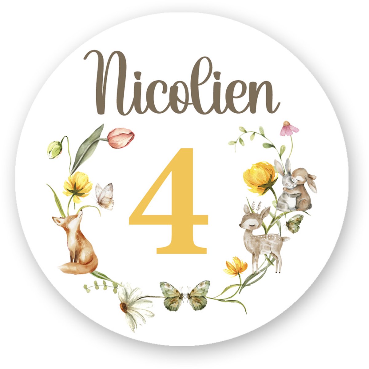 25x Traktatiestickers Magische Bosdieren Naam & Leeftijd – schattige Sluitzegels - sluitstickers Pimp Studio