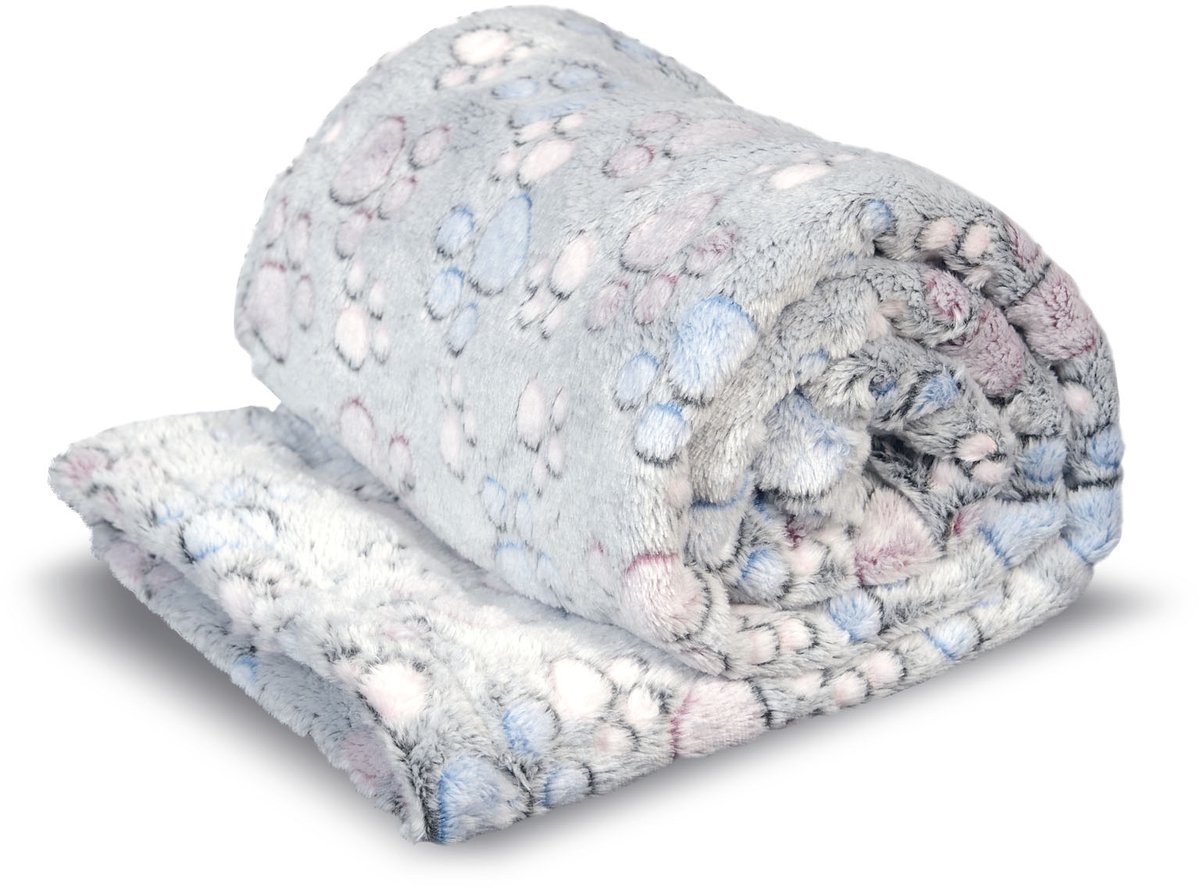 Fleece deken 70x50 cm pootjes donker