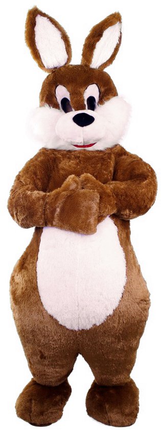 KIMU Mascotte Kostuum Konijn Bruin Groot - Maat S M L XL - Paashaas Pak Pluche Dames Heren Vrouw Man - Verkleedpak Haas Paashaaspak Konijnenpak Pasen Festival