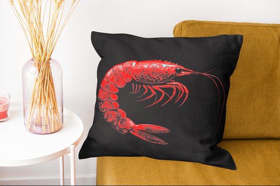 Coussins Coussins décoratifs - Oreillers de salon - 50x50 cm - Crevette - Rouge - Animaux