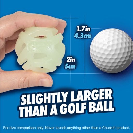 Chuckit! Fetch Dog Ball Duurzaam rubberen hondenspeelgoed Kleine Launcher Compatibel hondenkauwspeeltje, smal, 2-pack