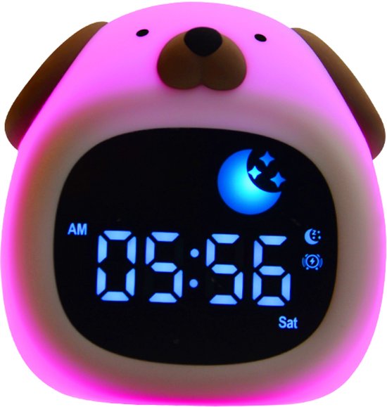 Blaffie de Hond Slaaptrainer - Kinderwekker - Incl. USB Kabel - Met nachtlamp functie en wekker timer - 8 kleuren - 3 lichtsterktes - Met slaapmelodietjes - Ook leuk als nachtlampje voor peuters en baby”s