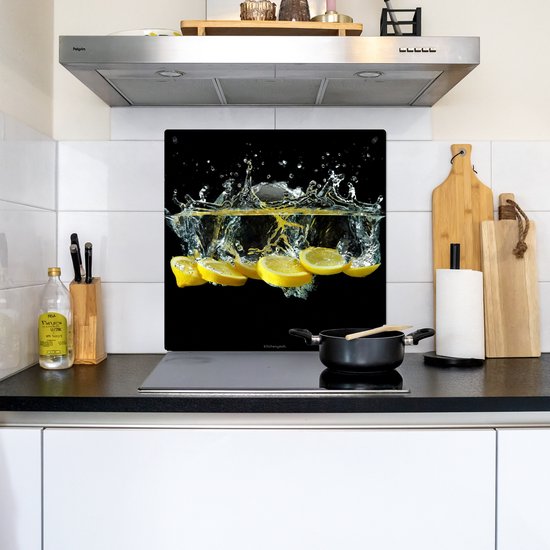 KitchenYeah® Protection plaque induction 60x60 cm - Citron - Eau - Fruit - Protege plaque de cuisson - Couvre plaque induction - Protecteur d'induction - Cuisine