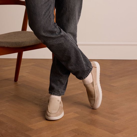 No Stress - Homme - Mocassins en daim beige - Taille 45