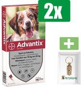 Bayer Advantix Spot On - 250/1250 - 10-25 KG - 6 Pipetten - Inclusief PetsHome Goudkleurige Adreskoker