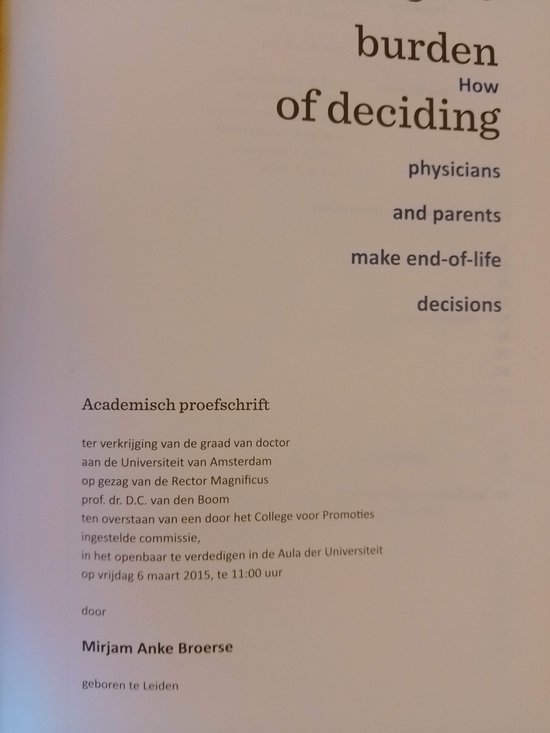 Sharing the burden of deciding: How physicians and parents make end-of-life decisions