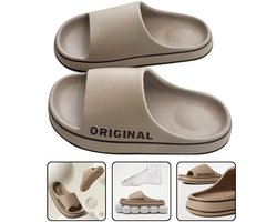 Slippers Dames-Badslippers Dames -Vrouwen Brief - Strand Slides - Effen Kleur - Heren Dikke Zool - Indoor Badkamer - Anti-Slip Schoenen - Zomer Paar Sandalen - Maat : 38-39 - Khaki Slippers Dames-Badslippers Dames -Vrouwen Brief - Strand Slides - Effen Kleur - Heren Dikke Zool - Indoor Badkamer - Anti-Slip Schoenen - Zomer Paar Sandalen - Maat : 38-39 - Khaki