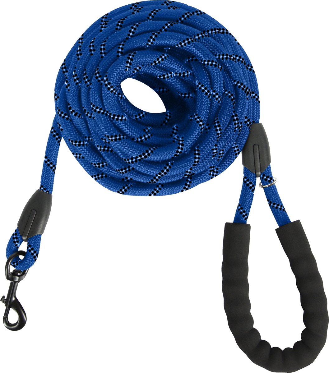KCMultisupplies Hondenriem 8 Meter - Reflecterende Hondenlijn - Met Gevoerd Handvat - Geschikt voor Grote en Kleine Honden - Nylon Looplijn