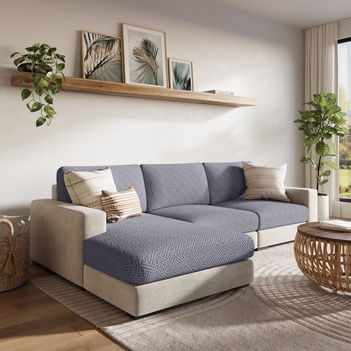 FancySofas Bankhoes Urban - Zitkussenhoes - Machinewasbaar & Stretchy - Bankhoezen voor Hoekbank - Hondendeken bank - Hondenkleed - Bankbeschermer - Zetelhoes - Zetelovertrek - Sofa Cover - 30 Dagen Risicoloos Uitproberen - Graphite Grey
