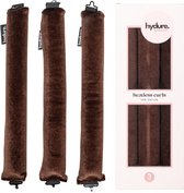 Hydure Heatless Curls - Geborsteld satijn - voor Volumineuze Krullen- Alternatief voor Krultang & Haar Rollers - Set van 3 - Bruin
