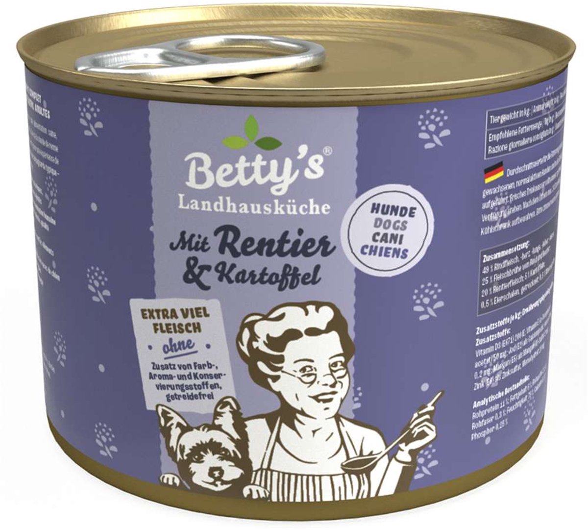 Betty´s Landhausküche Betty's Landhausküche Dog - Blik 6x200g - Rendier en aardappel