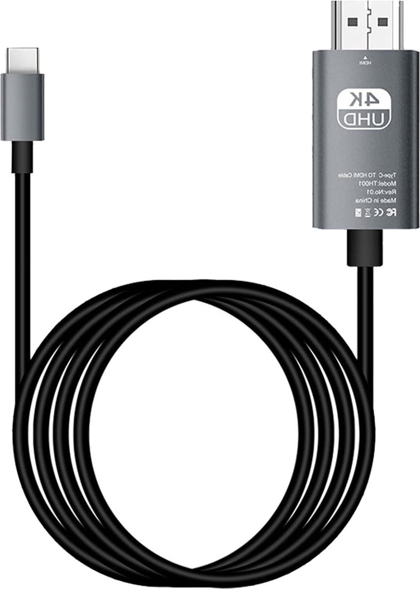 USB C HDMI kabel 4K 6ft Thunderbolt 3 Compatibel MacBook Mate 20 Galaxy S9-S8 Book 2-Go P30 Etc - Zwart .