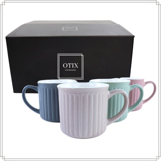 OTIX Koffiekopjes - met Oor - Set van 4 - Koffietassen - 250ml - Theemok - Aardewerk - MOSS