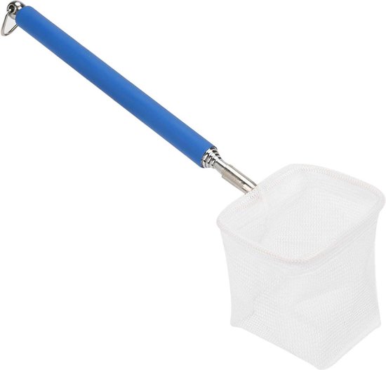 Telescopisch aquarium garnalennet voor visbakken - Fijnmazig net met 20-57,5 cm lange steel voor Betta, jonge vissen en kleine vissen (Blauw Rond