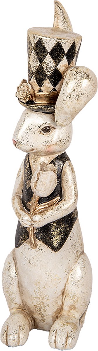 Decoratie Beeld Konijn 38 cm Wit Kunststof