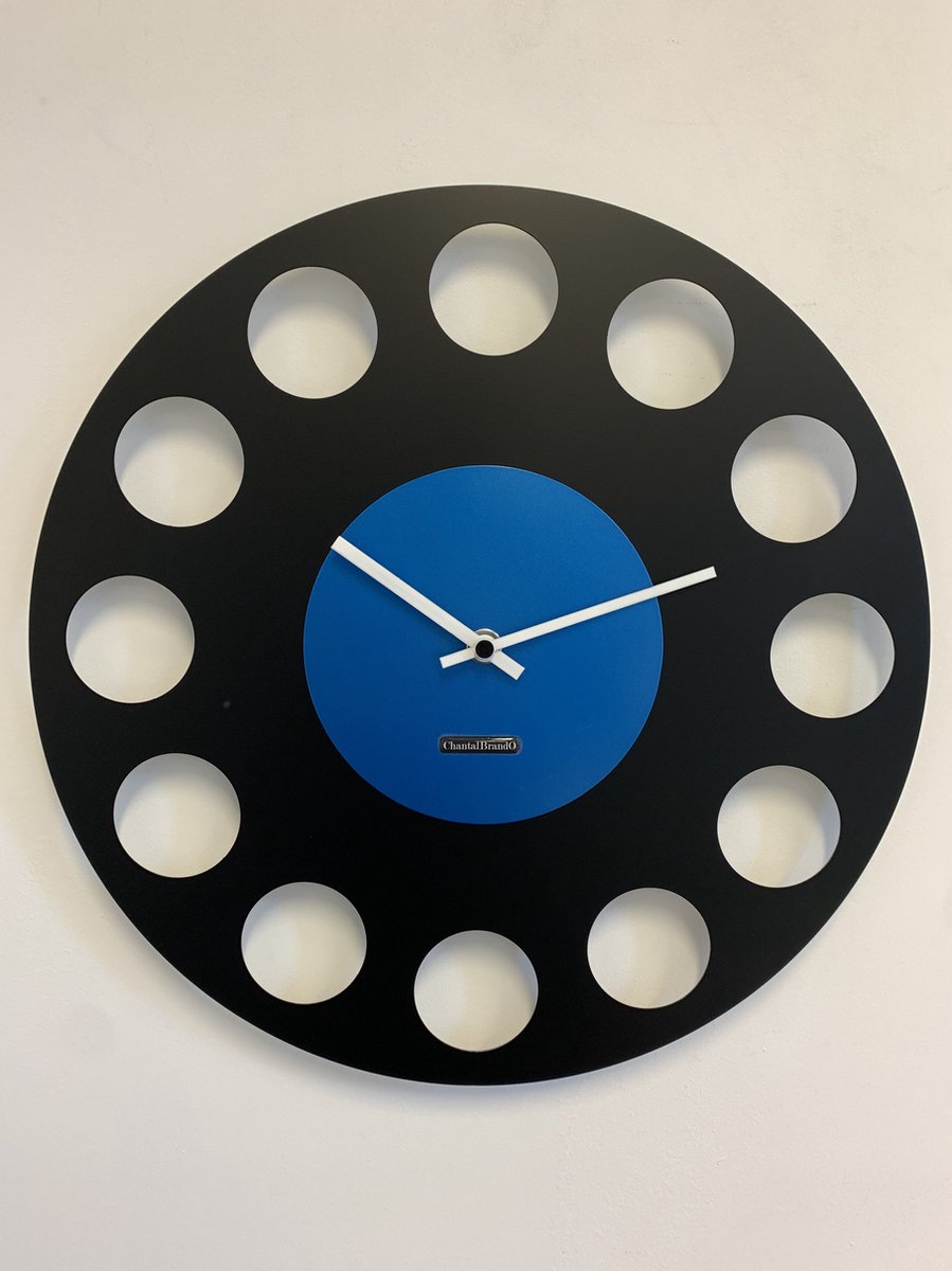 ChantalBrandO Wandklok MARAVAL Black & BLUE XL Modern Design