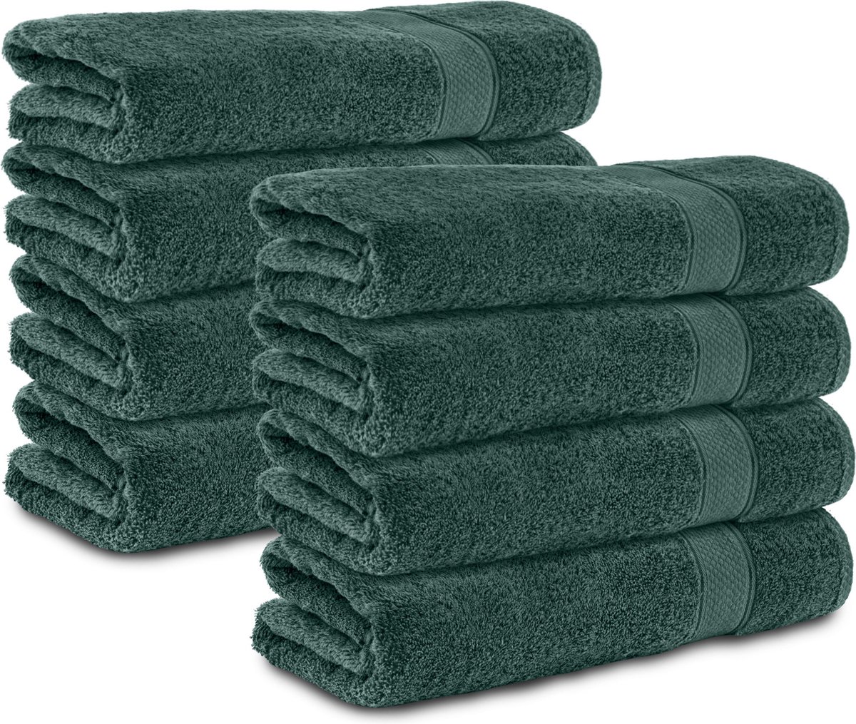 Komfortec 8x Handdoek 70x140 - 100% Katoen – Handdoekenset - Zacht - Donkergroen