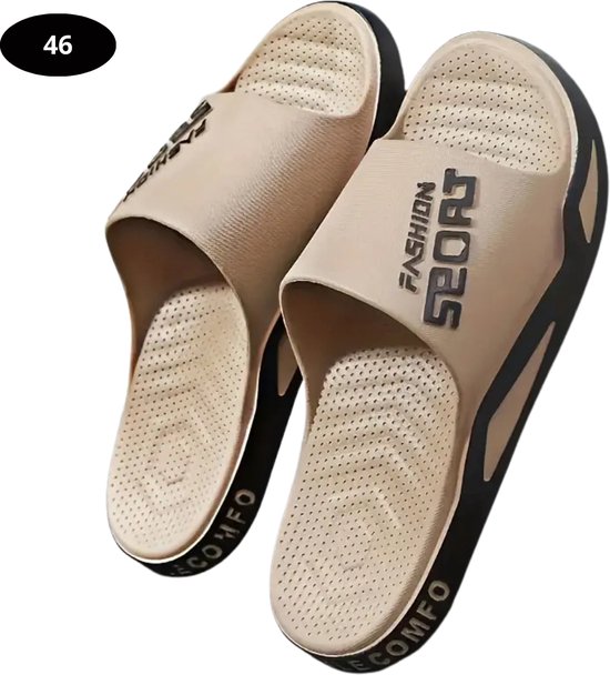 Chaussons de bain Bovista Femme & Homme - Confortable - Tongs - Sauna - Été - Beige - Taille 46