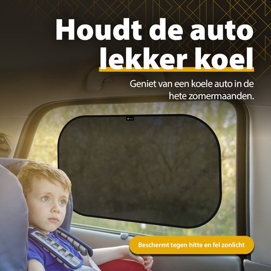 Perow - Zonnescherm Auto - UV Protectie - Zonnescherm auto kind - Baby - Zwart - Set van 2 van Perow — afbeelding 3