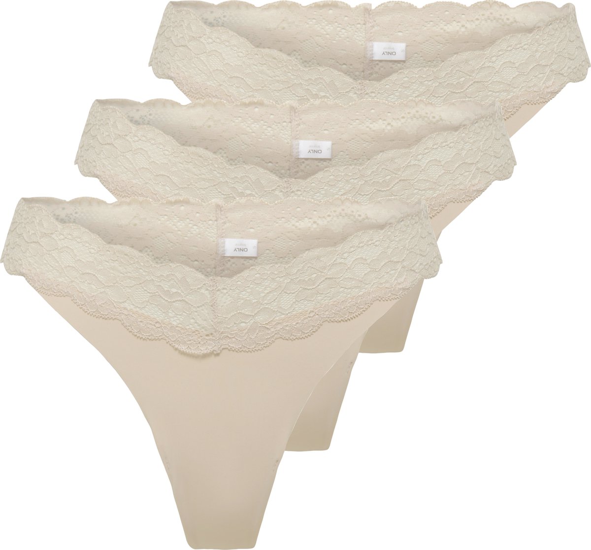 ONLY - ONLCHLOE LACE S.S THONG 3-PACK ACC NOOS Dames Onderbroek