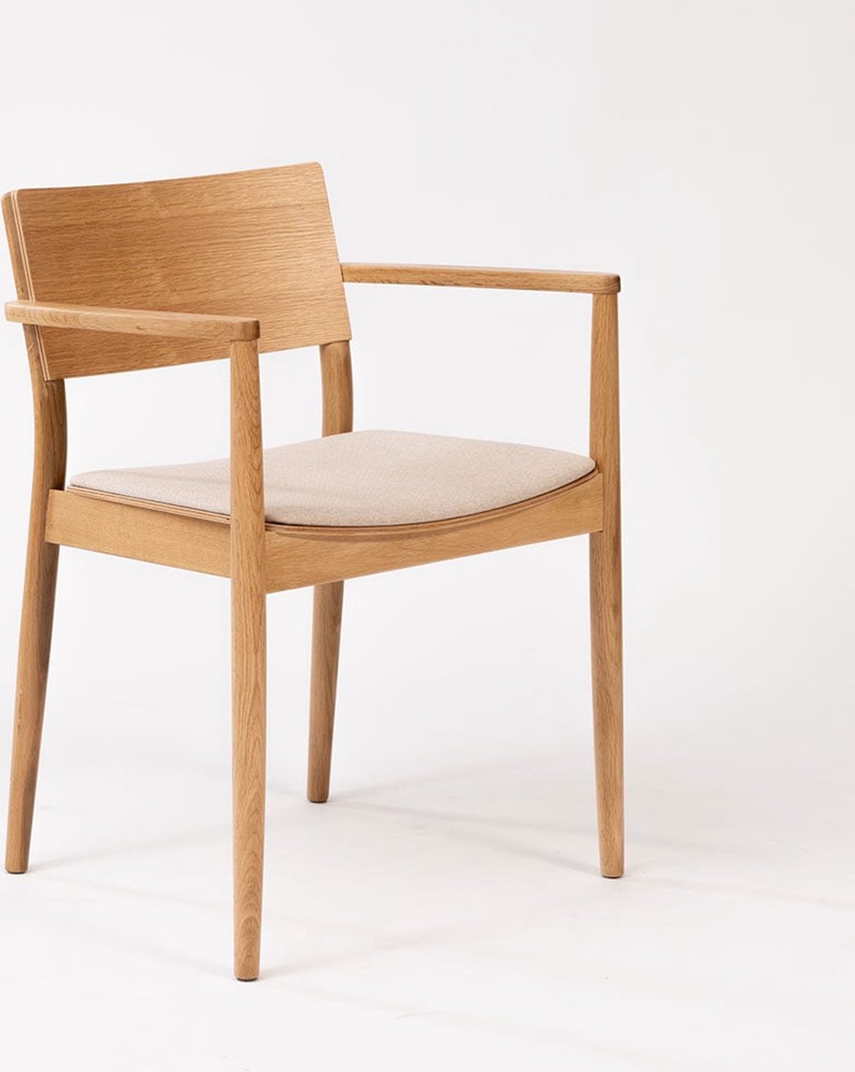 Bronx71® Scandinavische eetkamerstoel Juan naturel eiken/off white - stoel