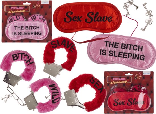 Pluche Handboeien & oogmasker, Sexy,
