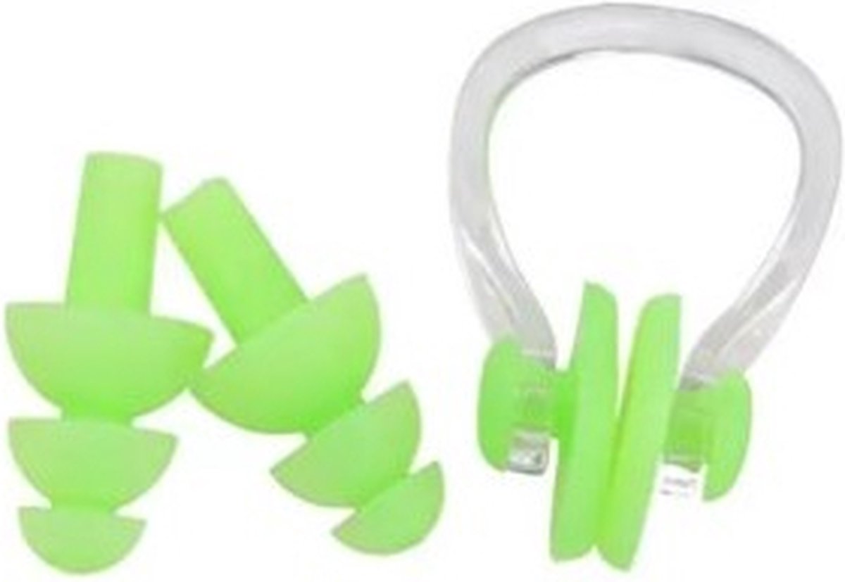 Goedkoopste Jumada's Zwemoordoppen met Neusklem - Oordoppen - Unisex - One Size - Groen