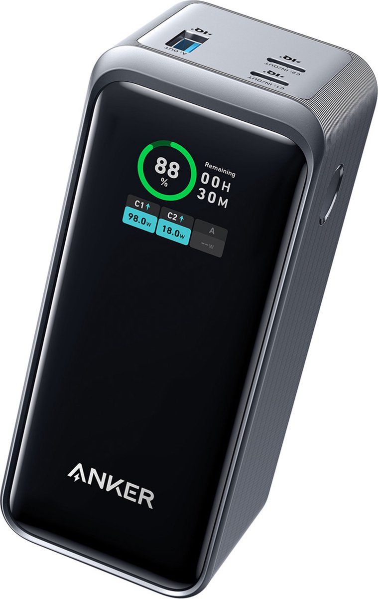 Anker Prime Powerbank 20.000mAh - 200W - 2x 100W USB-C - Snelladen in 75 min - Smart Display - Vliegtuigvriendelijk - ActiveShield 2.0 Veiligheid - Anker - €71,95