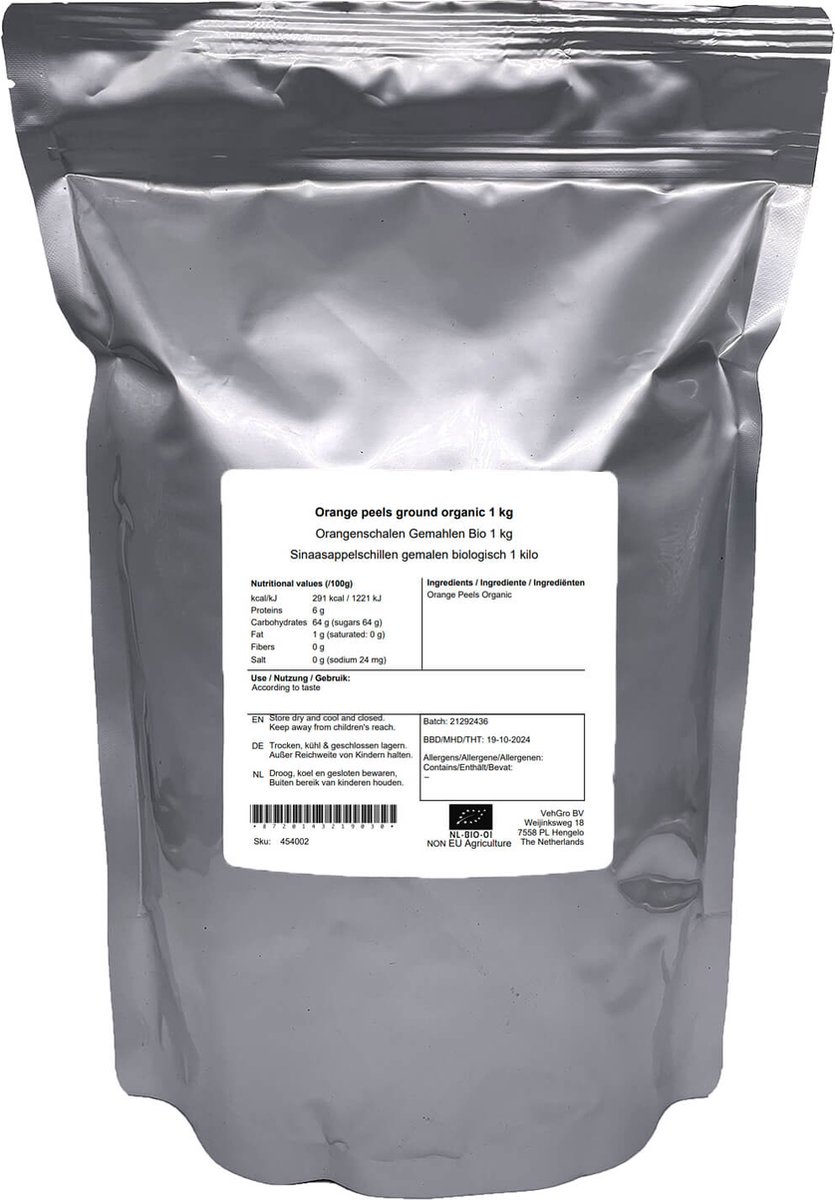 Sinaasappelschillen gemalen - 1 Kg - Holyflavours