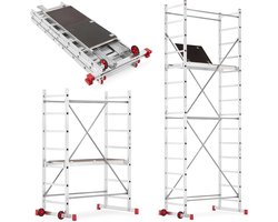 Rolsteiger - 5m werkhoogte - opvouwbaar - stabiel - grijs aluminium