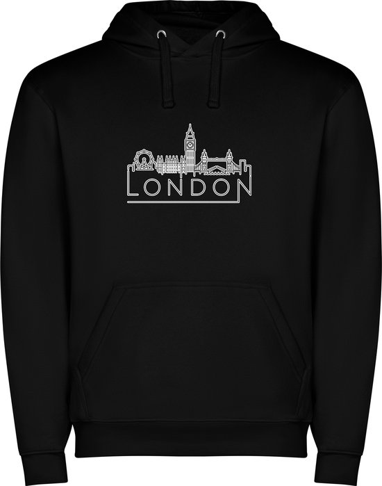 Sweat à capuche unisexe noir avec imprimé « Skyline London - Londres - Sensation de vacances - Élégant - Moderne » en couleur de la marque Roly taille XL