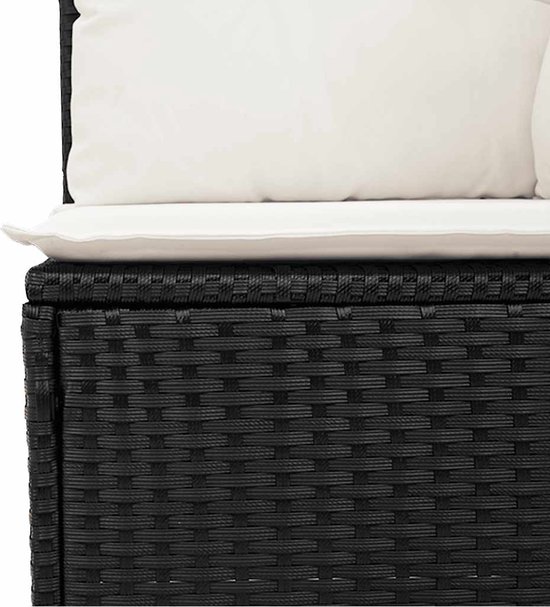 vidaXL - 5 pièces - Ensemble de salon - avec - coussins - poly - rotin - noir