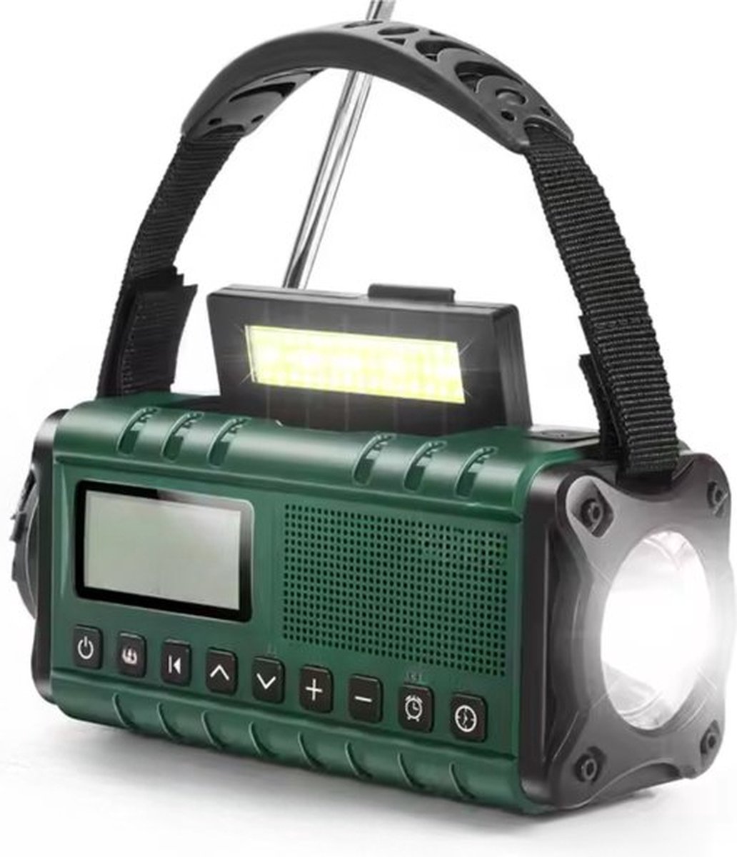 Noodradio Op Batterijen - Solar Opwindbaar - Blauw - Voor Rampen