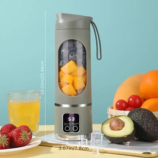 Oplaadbare Mini Blender - Draagbare Mixer - Verse Sappen Maken - 18000 RPM Roestvrij Staal van Merkloos — afbeelding 2