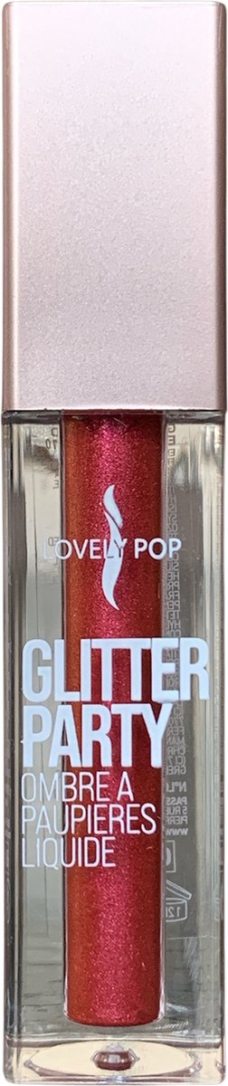 Lovely Pop Cosmetics - Glitter Party - Vloeibare Oogschaduw - Metallic - Glanzend - Glitter - Rood Roze - 06 Candy Cane