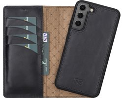 Bouletta voor Samsung Galaxy S25 Plus leren Uitneembare hoesje met verstelbare stand in Rustic Black