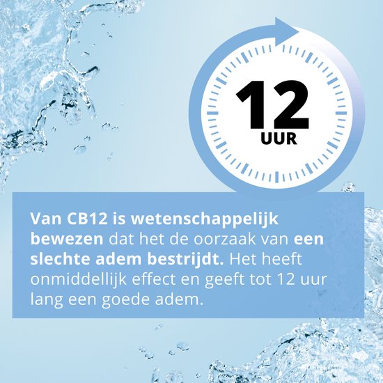 CB12 White Mondwater - Frisse Adem en Whitening effect - 12 uur bescherming - Met fluoride en pepermuntsmaak - Alocholvrij - 250ml