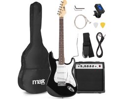 Elektrische gitaar met gitaar versterker - MAX Gigkit - Perfect voor beginners - incl. gitaar stemapparaat, gitaartas en plectrum - Zwart