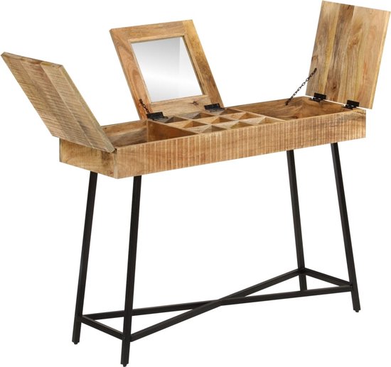vidaXL Kaptafel 105x35x75 cm massief ruw mangohout en ijzer, kap tafel, slaapkamer tafel, tafeltje, make-up tafel, wandtafel, makeup tafel