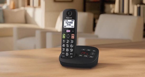 Panasonic KX-TGU133EXB, trio dect ,senioren telefoon, grote toetsen, 3 handsets, antwoordapparaat, zwart foto 4