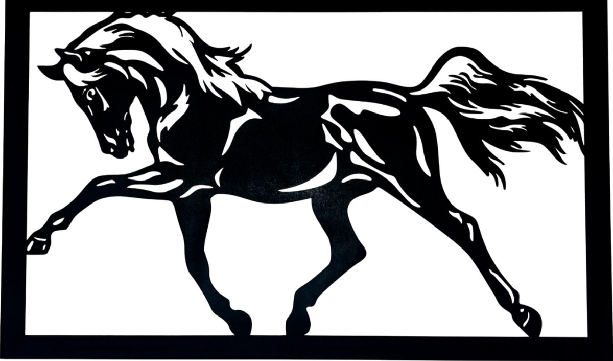 Paard - Wanddecoratie - Hout - Muurdecoratie - Dieren - 78x48cm - Kinderkamer - Paarden - Jongenskamer - Meisjeskamer