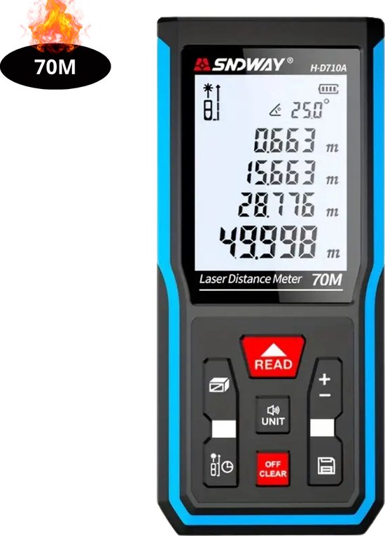 Laserafstandsmeter, Huepar 120M lasermeetapparaat, afstandsmeter met