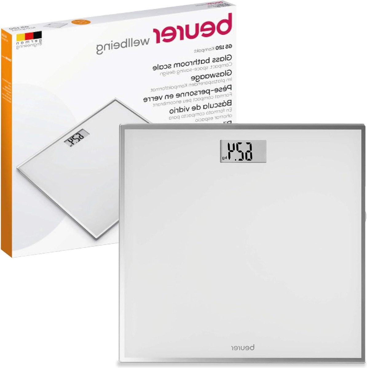 Compacte glasweegschaal met elegant spiegeleffect - LCD-display - belastbaarheid tot 150 kg